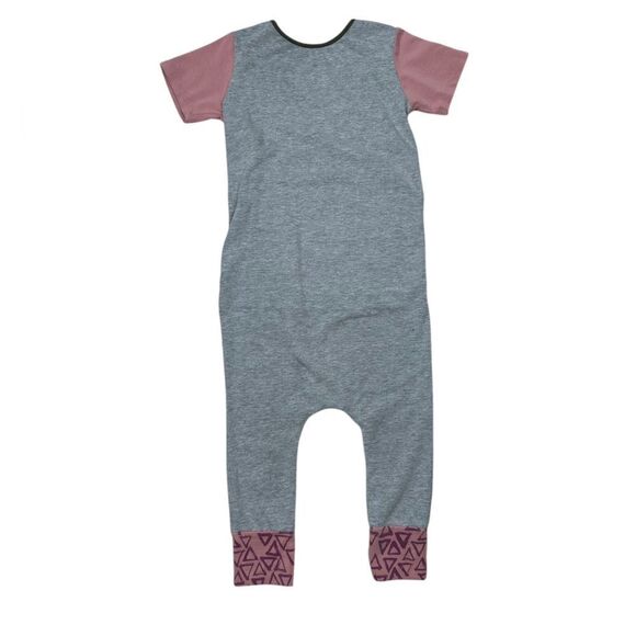 Rags to Ratches Todder Grey & Pink Triangle Pattern Romper Jumpsuit - Picture 5 of 7